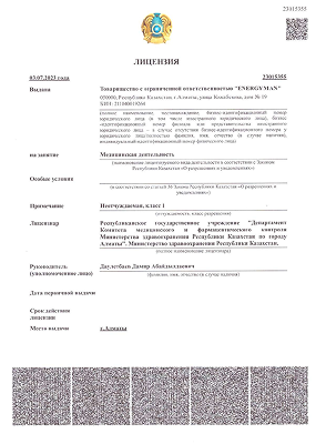 Лицензия компании energyman